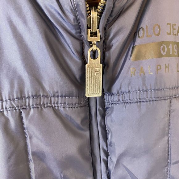 Polo Ralph Lauren Puffer Vest Reversible Blue Jacket Double Sided Grey Blue - Picture 3 of 6